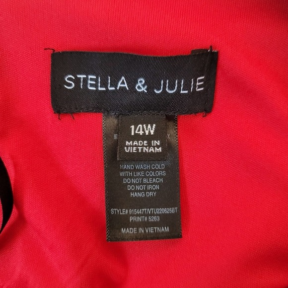 Stella & Julie Dress Womens 14W Red Sleeveless Sheath Textured Elegant Nwt work - Picture 7 of 12
